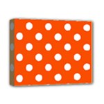 Polka Dots - White on Tangelo Orange Deluxe Canvas 14  x 11  (Stretched)