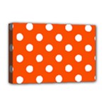 Polka Dots - White on Tangelo Orange Deluxe Canvas 18  x 12  (Stretched)