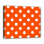 Polka Dots - White on Tangelo Orange Deluxe Canvas 24  x 20  (Stretched)