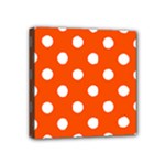 Polka Dots - White on Tangelo Orange Mini Canvas 4  x 4  (Stretched)