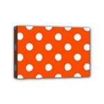 Polka Dots - White on Tangelo Orange Mini Canvas 6  x 4  (Stretched)