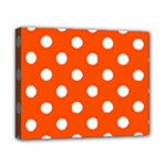 Polka Dots - White on Tangelo Orange Canvas 10  x 8  (Stretched)