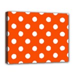 Polka Dots - White on Tangelo Orange Canvas 14  x 11  (Stretched)