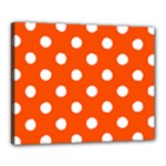 Polka Dots - White on Tangelo Orange Canvas 20  x 16  (Stretched)
