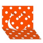 Polka Dots - White on Tangelo Orange Heart 3D Greeting Card (7x5)