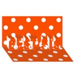 Polka Dots - White on Tangelo Orange BEST SIS 3D Greeting Card (8x4)