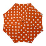 Polka Dots - White on Tangelo Orange Golf Umbrella