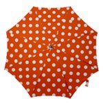 Polka Dots - White on Tangelo Orange Hook Handle Umbrella (Small)