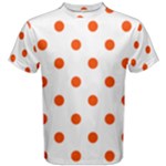 Polka Dots - Tangelo Orange on White Men s Cotton Tee