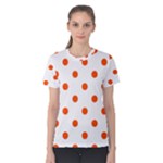 Polka Dots - Tangelo Orange on White Women s Cotton Tee