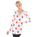 Polka Dots - Tangelo Orange on White Women s Tie Up Tee