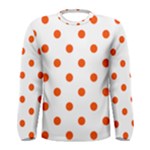 Polka Dots - Tangelo Orange on White Men s Long Sleeve T-shirt