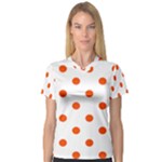 Polka Dots - Tangelo Orange on White Women s V-Neck Sport Mesh Tee