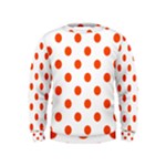 Polka Dots - Tangelo Orange on White Kid s Sweatshirt