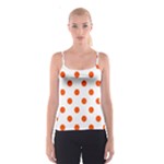 Polka Dots - Tangelo Orange on White Spaghetti Strap Top
