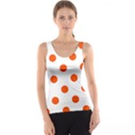 Polka Dots - Tangelo Orange on White Tank Top