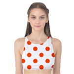 Polka Dots - Tangelo Orange on White Tank Bikini Top
