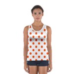 Polka Dots - Tangelo Orange on White Women s Sport Tank Top