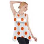Polka Dots - Tangelo Orange on White Side Drop Tank Tunic