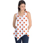 Polka Dots - Tangelo Orange on White Sleeveless Tunic