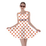 Polka Dots - Tangelo Orange on White Skater Dress