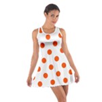 Polka Dots - Tangelo Orange on White Cotton Racerback Dress