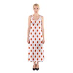 Polka Dots - Tangelo Orange on White Full Print Maxi Dress