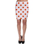 Polka Dots - Tangelo Orange on White Bodycon Skirt