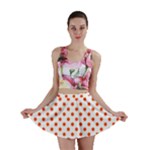 Polka Dots - Tangelo Orange on White Mini Skirt