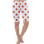 Polka Dots - Tangelo Orange on White Cropped Leggings