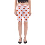 Polka Dots - Tangelo Orange on White Yoga Cropped Leggings