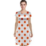 Polka Dots - Tangelo Orange on White Cap Sleeve Nightdress