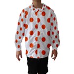 Polka Dots - Tangelo Orange on White Hooded Wind Breaker (Kids)