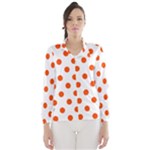 Polka Dots - Tangelo Orange on White Wind Breaker (Women)