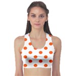 Polka Dots - Tangelo Orange on White Women s Sports Bra