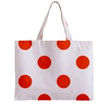 Polka Dots - Tangelo Orange on White Zipper Mini Tote Bag