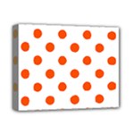 Polka Dots - Tangelo Orange on White Deluxe Canvas 14  x 11  (Stretched)