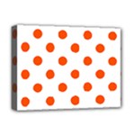 Polka Dots - Tangelo Orange on White Deluxe Canvas 16  x 12  (Stretched)