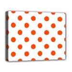 Polka Dots - Tangelo Orange on White Deluxe Canvas 20  x 16  (Stretched)