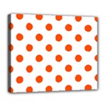 Polka Dots - Tangelo Orange on White Deluxe Canvas 24  x 20  (Stretched)