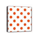 Polka Dots - Tangelo Orange on White Mini Canvas 4  x 4  (Stretched)