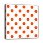 Polka Dots - Tangelo Orange on White Mini Canvas 8  x 8  (Stretched)