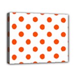 Polka Dots - Tangelo Orange on White Canvas 10  x 8  (Stretched)