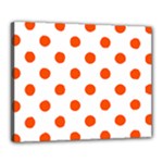Polka Dots - Tangelo Orange on White Canvas 20  x 16  (Stretched)