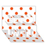 Polka Dots - Tangelo Orange on White Get Well 3D Greeting Card (7x5)