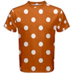 Polka Dots - White on Burnt Orange Men s Cotton Tee