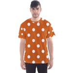Polka Dots - White on Burnt Orange Men s Sport Mesh Tee
