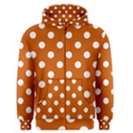 Polka Dots - White on Burnt Orange Men s Zipper Hoodie