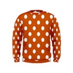 Polka Dots - White on Burnt Orange Kid s Sweatshirt
