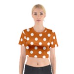 Polka Dots - White on Burnt Orange Cotton Crop Top